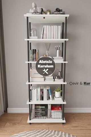 Çevir Kur 65 Cm Beyaz Kitaplık Beyaz
