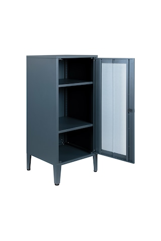 Lande Ziglat Serisi Kilitli Metal Home Office Dolabı %70 Perfore Kapaklı Antrasit Gri Ral 7016 450x940x450 Mm Gri-beyaz