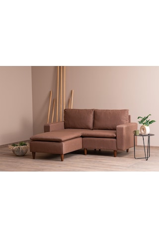 Lungo Modüler Mini Köşe Koltuk Takımı L Koltuk - Açık Kahve Keten Kahverengi