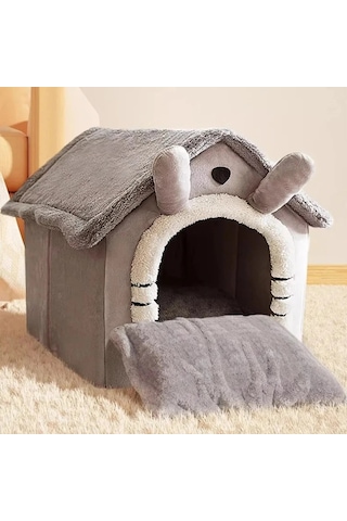 Hpytech Peluş Yumuşak,kedi & Küçük Köpek Evi Kapalı Kulübe Tasarım Sıcak, Konforlu, Yıkanabilir Minderli Evcil Yatak