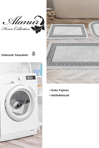 Dekoreko Kaymaz Taban Djt 3 Lü Banyo Paspas Takımı Star Pamuk Karışık Modern 626m Antrasit