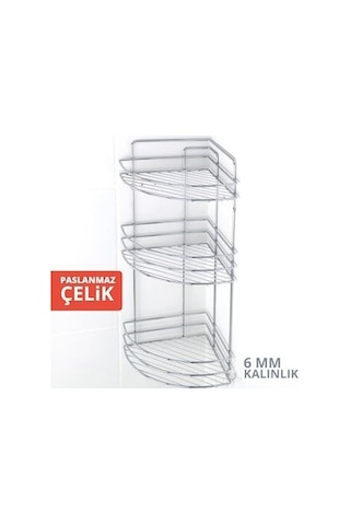 Ece 3 Katlı Paslanmaz Metal Köşelik 55 Cm 1 Adet Çok Renkli