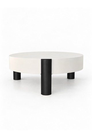 Noryn Yuvarlak Orta Sehpa Çap 90cm Aytaşı Ve Siyah Renk Metal Ayak 35cm Modern Tasarım Dekoratif Aytaşı - Siyah