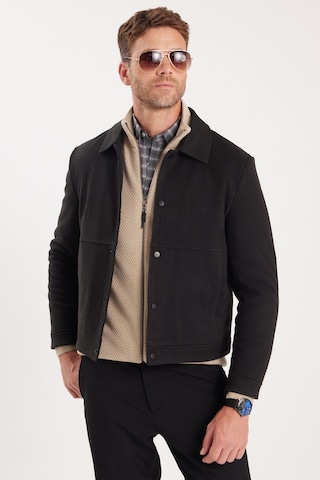 Tudors Erkek Slim Fit Dar Kesim Çift Cepli Çıtçıt Kapamalı Siyah Mont-46275 Siyah