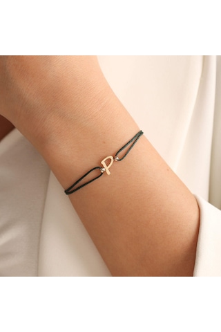 Sembol Gold 14k İpek Tasarım Harf Bileklik Sarı Altın