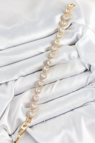 Pirinç Zirkon Taşlı Daire Baget Model Gold Renk Vıp Seri Kadın Bileklik - Tj-bb7514 Diğer