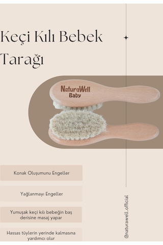 Naturawell %100 Keçi Kılı Doğal Bebek Saç Fırçası Çok Renkli