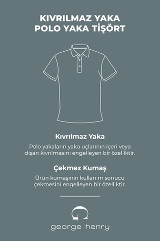 George Henry 3'Lü Çekmeyen Pamuklu Kumaş Slim Fit Dar Kesim Kıvrılmaz Polo Yaka Tişört Paketi Açık Lacivert-Gri-Siyah