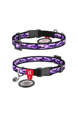 Waudog Collar Qr Pasaportlu Kedi Ve Ufak Irk Köpek Boyun Tasması 20-30 Cm, 10 Mm, L, Purple Camo
