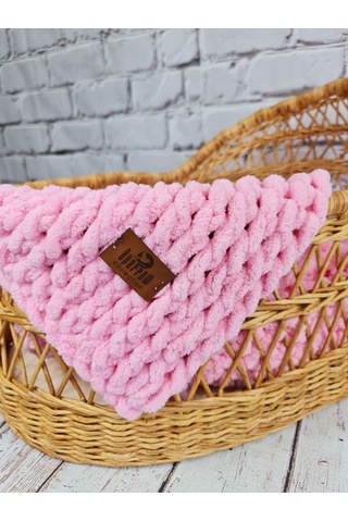 Pufy El Örgüsü Battaniye Acık Pembe El Örgüsü Bebek Battaniyesi Pembe