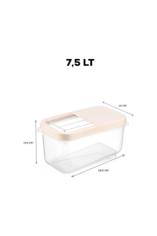 Meleni Home Multi Box Kayar Kapaklı Erzak Saklama Kabı Krem 2'Li 7.5 L Krem