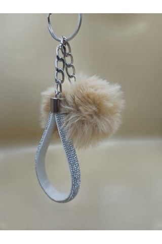 Gümüş Angel Anahtarlık Minik Ponpon Seçenekli Camel Ponpon