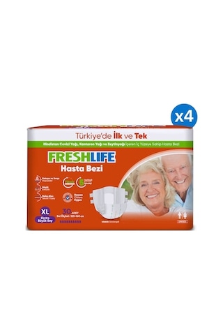 Freshlife 4'lü Xlarge Bel Bantlı Yetişkin Hasta Bezi 30x4 120 Adet XL
