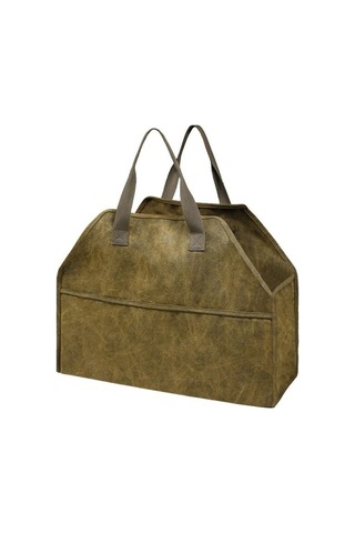 Pazly Dayanıklı Kanvas Odun Çantası, 18x22,4x9,4x11,2 İnç, Çamur Renk, Pratik Taşıma Tutucu