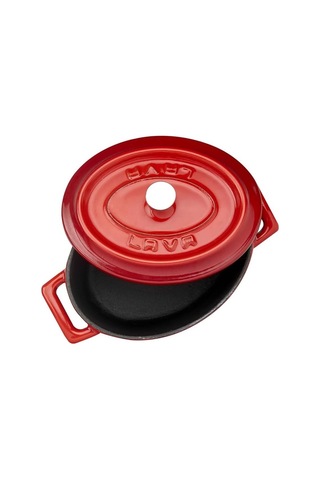 Lava Metal Oval Mini Tencere, Kırmızı Çok Renkli