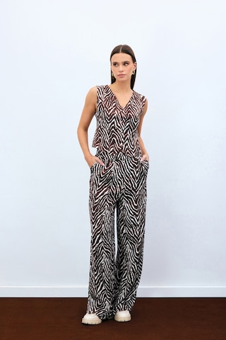 Sateen Zebra Desen Pantolon - Kahve-135473 Kahve