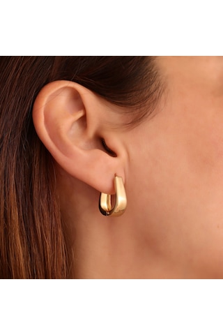 Nox Jewelry 925 Ayar Altın Kaplama Haggie Hafif Modern U Küpe - E00267 Gold