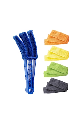 Pencere Perdesi Temizleyici Toz Alma Fırçası 5 Mikrofiber Kılıflı