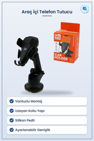 Araç İçi Telefon Tutucu Vantuzlu Uzayan Kollu Ayarlanabilir Geniş