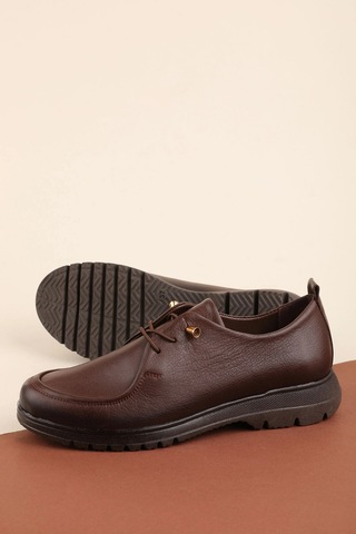 Gondol Hakiki Deri Golf Model Kadın Oxford Ayakkabı Elnr.7046 Kahverengi