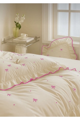 Uçkan Home %100 Pamuk Soft Elegance Çift Kişilik Nevresim Seti Pembe --UH-00057