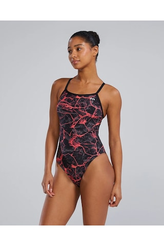 Tyr Durafast Elite Kadın Diamondfit Mayo - Synapse Kırmızı - Gri