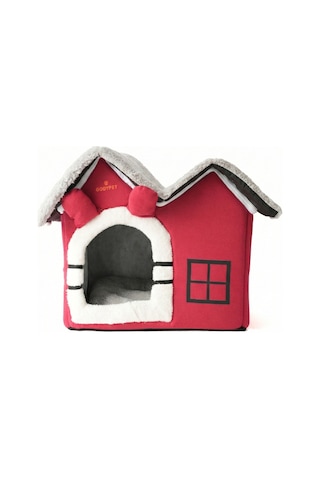 Kedi Ve Küçük Irk Köpekler İçin Minderli Lüx Peluş Ev