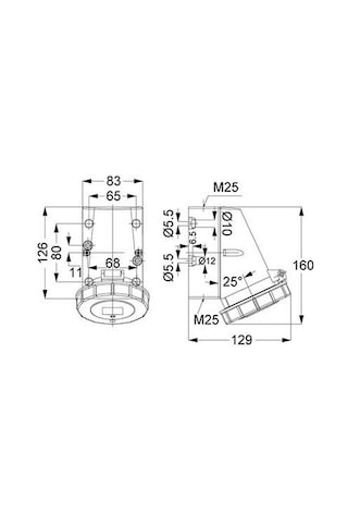 Mete Enerji 4x32a. Ip67 Duvar Prizi Eğik Gövdeli Vidalı Bağlı T1149v