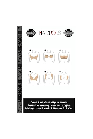 Hadpols Özel Seri Özel Giyim Moda Ürünü Gardırop Parçası Göğüs Dikleştirme Bandı S Beden 2.5 Cm. Açık Bej