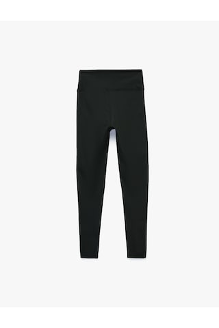 Koton Slim Fit Yüksek Bel İnterlok Kumaş Spor Tayt Siyah 7wak40031nk