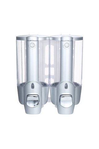 Symbee Duvar Takılı 2 Kollü Kilitlebilir Sabun Dağıtıcı, 380ml 2 Kapasite, Gümüş Mat Abs Malzeme, Toplum Ve Ev Kullanıma Uygun Gümüş