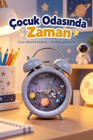 Kargo Dekoratif Alarmlı Masa Saati Desenli Analog Kadran Najmaddin Çok Renkli