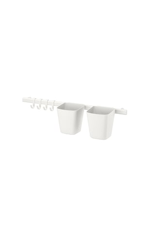 Ikea Sunnersta Duvar Rayı, Beyaz, 4 Kancalı Ve 2 Kutulu Set