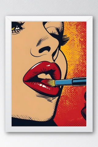 Ruj Süren Kadın Çerçeveli Tablo - Pop Art Poster Tablo