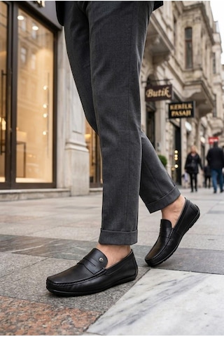 Pierre Cardin 90220 Rahat Esnek Hakiki Deri Erkek Loafer Ayakkabı Siyah
