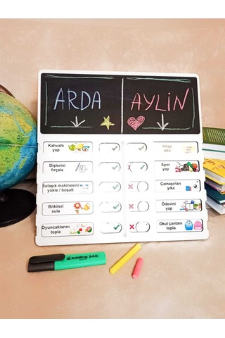 Çocuk Görev Tablosu Ahşap Eğitici Oyuncak - Montessori Günlük Rutin Çizelgesi