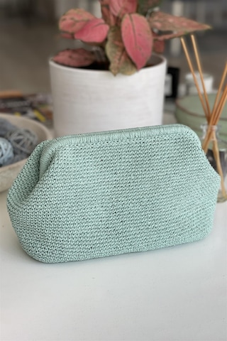 El Yapımı Su Yeşili Renk Basic Örgü El Çantası Kağıt İp Su Yeşili