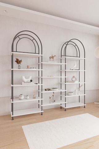 Çevir Kur Bohem Beyaz Kitaplık Çok Amaçlı Dekoratif Dolap & Raf 199x203x29 Beyaz
