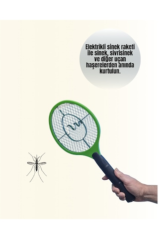 Elektrikli - 770 - Sinek Raketi Yüksek Voltajlı, Güvenli - Glblseme - Ve Tnabilir