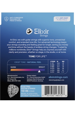 Elixir 010-046 Optiweb Elektro Gitar Teli Ekonomik 3'lü Set 16572