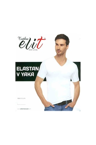 Tutku Elit Erkek Elastan V Yaka Fanila 6 'lı Paket 1303 Beyaz