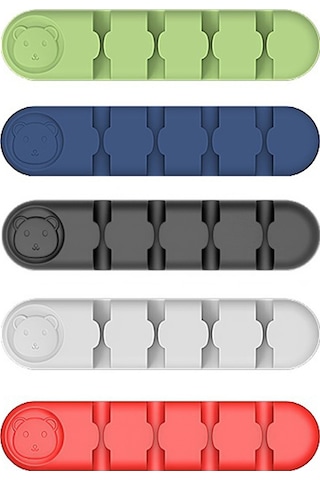 Gajeena Siyah Silikon Kablolu Düzenleyici, 4 Delikli Masa Üstü Kablo Tutucu, Ofis Ve Ev İçin Dayanıklı Yapışkan Kablo Yöneticisi