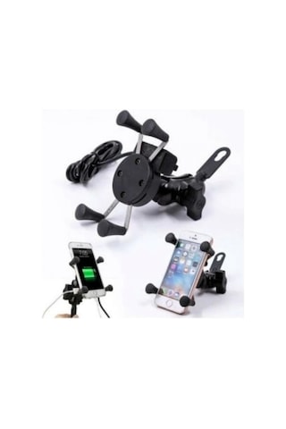 Usb Şarjlı Ayna Bağlantılı Motosiklet Telefon Tutucu Motor Tutacağı Çok Renkli