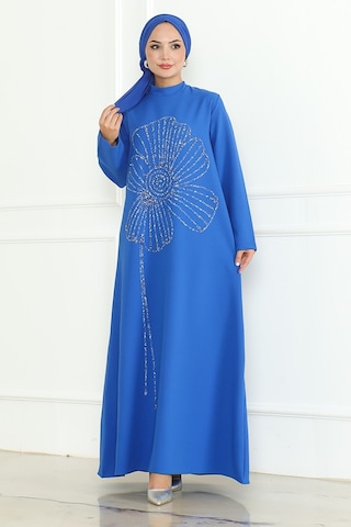 Zeral Taş İşlemeli Abiye 1200 - İndigo