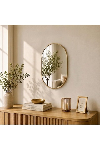 Gold Çerçeveli Dekoratif Duvar Aynası, 30 Cm, Gold Asma İpli Modern Salon Banyo Antre Makyaj Aynası Altın 30 X 30 Çok Renkli