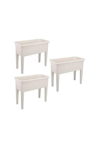 Omnipazar So-ab03 Ayaklı Bahçe Yetiştirme Saksı 60 Lt Kirli Beyaz 3 Adet