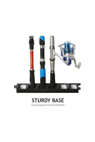 Novahub 6 İnce Olta İçin Duvara Monte Küçük Olta Rafı Depolama Tutucu Siyah