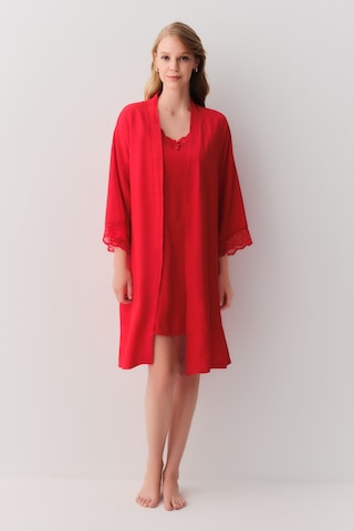 Suwen Amour Uzun Sabahlık Sh26101615082 Kırmızı