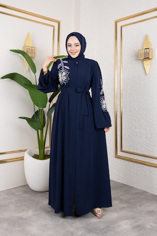 Nevayla Moda İnci Detaylı Ferace - Lacivert / F0141 Lacivert