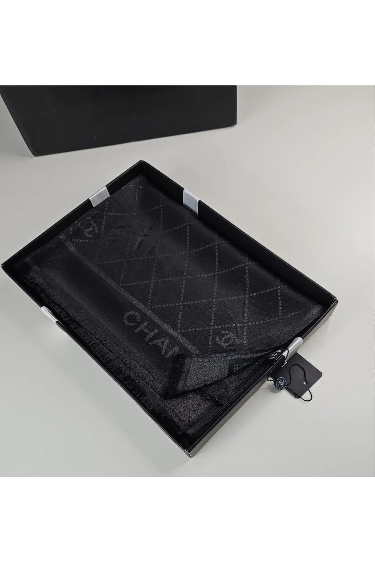 Miorel Scarfs Chnl Tema Simli Kaşmir İpek Şal Scarfs Cashmere Shawl Hijab Yeni Sezon Siyah